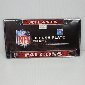 Atlanta Falcons Chrome w/ Red Background License Plate Frame NFL